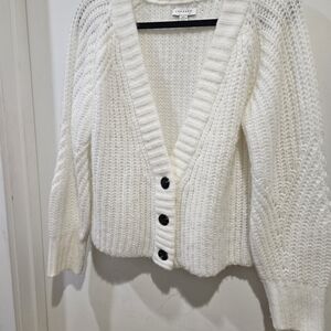 Topshop White Knit Cardigan with Black Buttons